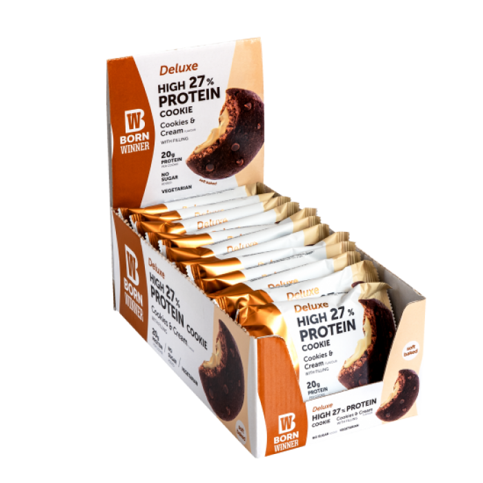 BORN WINNER Deluxe High 27% Protein Cookie Cookies & Cream 12x75 гр